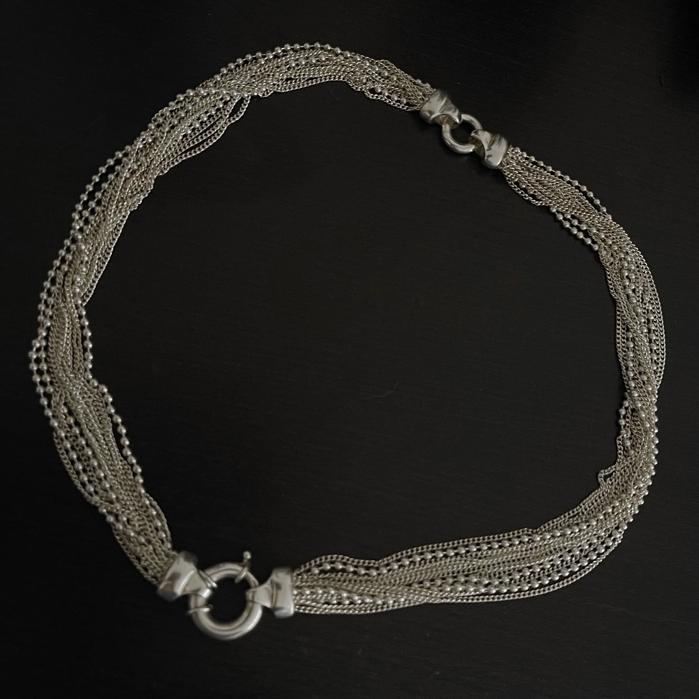 925 Sterling Silver Front Clasp Multi-Strand Necklace
